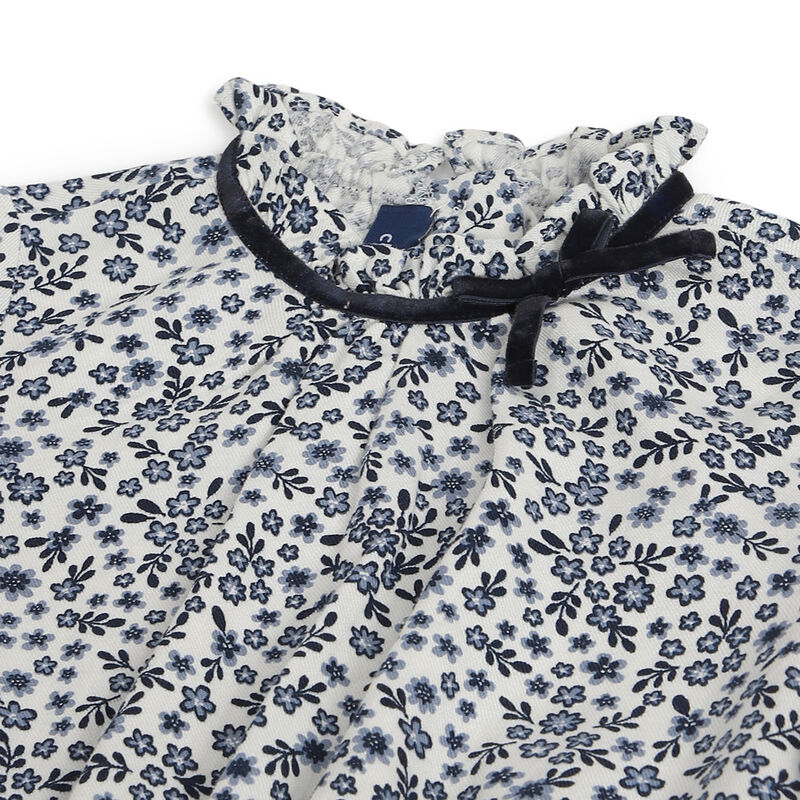 Girls Blue Floral Printed Top image number 2